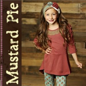 Mustard Pie Peplum Tunic Top Girls Sz 5 Fall Colors